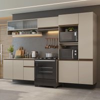 Armário de Cozinha Completa 300 cm Suspenso Crema Nice Madesa 06