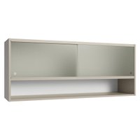 Armário Aéreo 2 Portas de Correr de Vidro Pontilhado e 1 Nicho Crema Nice Madesa