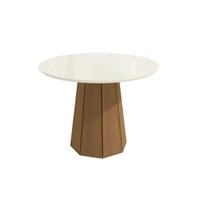 Mesa de Sala Jantar Jade c/ Tampo Madeirado c/ Vidro 105x105cm Canela/Vidro Off White - Kappesberg