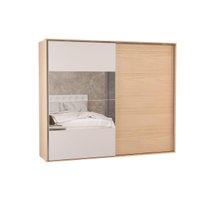 Guarda Roupa Casal 2 Portas de Correr (1 c/ Espelho) e 4 Gavetas PH 1806 Carvalho Nature/Off White - Herval