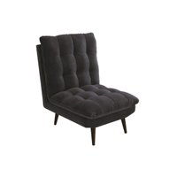 Poltrona Decorativa p/ Sala Ibiza POL014 1 Un Carvalho/Suede Preto - Kappesberg