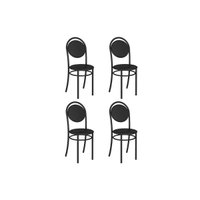 Kit 4 Cadeiras de Cozinha 190 Aço 4 Uni Preto/Courano Preto - Carraro