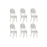 Kit 6 Cadeiras de Cozinha 190 Aço 6 Uni Prata/Courano Branco - Carraro