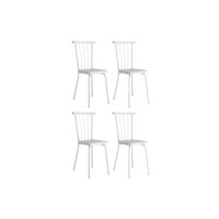 Cadeira de Cozinha 154 Aço Kit 4 Uni Branco/Courano Branco - Carraro