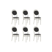 Kit 6 Cadeiras de Cozinha 190 Aço 6 Uni Prata/Courano Preto - Carraro