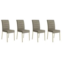 Cadeira Sala de Jantar Wave 1754 4 Un Dourado/Linho Bamboo/Courano Bamboo/Noce - Carraro