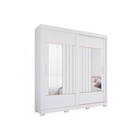 Guarda Roupa 2 Portas de Correr ( 2 c/ Espelho) e 3 Gavetas c/ Pés Ayla Branco - Panan