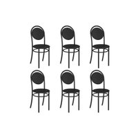 Kit 6 Cadeiras de Cozinha 190 Aço 6 Uni Preto/Courano Preto - Carraro