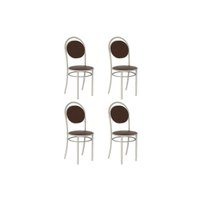 Kit 4 Cadeiras de Cozinha 190 Aço 4 Uni Prata/Courano Cacau - Carraro