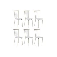 Kit 6 Cadeiras de Cozinha 154 Aço 6 Uni Prata/Courano Branco - Carraro
