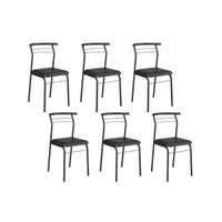 Kit 6 Cadeiras Sala Jantar 1708 Aço 6 Uni Preto/Courano Preto - Carraro