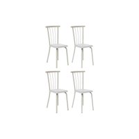 Kit 4 Cadeiras de Cozinha 154 Aço 4 Uni Prata/Courano Branco - Carraro