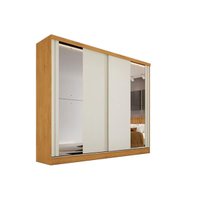 Guarda Roupa 2 Portas de Correr (2 c/ Espelho) e 4 Gavetas Monterey Peroba/Off White - Europa