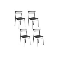 Kit 4 Cadeiras Sala Jantar 1708 Aço 4 Uni Preto/Courano Preto - Carraro