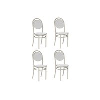 Kit 4 Cadeiras de Cozinha 190 Aço 4 Uni Prata/Courano Branco - Carraro