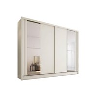 Guarda Roupa 2 Portas de Correr (2 c/ Espelho) e 4 Gavetas Monterey Off White - Europa