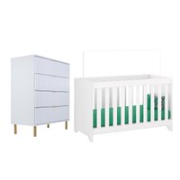 Berço Multifuncio3x1+ Cômoda Ditália 4Gav BBI-51 DM-239 cor:branco