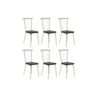 Kit 6 Cadeiras de Cozinha 154 Aço 6 Uni Prata/Courano Preto - Carraro