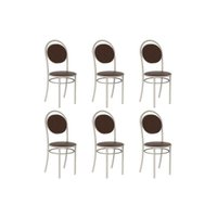 Cadeira de Cozinha 190 Aço Kit 6 Uni Prata/Courano Cacau - Carraro
