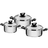 Jogo de Panelas 3 Peças Fundo Triplo Tramontina Solar Baquelite Aço Inox