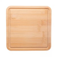 Tábua De Bambu Square 17x1cm Lyor Servir Petiscos Quadrada Com Cava Buffet