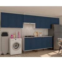 Armário De Cozinha Genialflex Iluminata 6 Peças Branco Azul