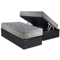 Cama Box Baú Solteiro: Colchão Molas Ensacadas D Angelis Anjos Royal + Base CRC Suede Gray (88x188)