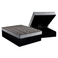 Conjunto Box Baú Casal: Colchão Molas Paropas Compact AG 65 / D28 Royalle Rústico Prata + Base CRC Suede Black (138x188)