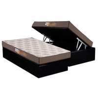 Conjunto Box Baú Solteiro: Colchão Espuma Polar D28 Pérola + Base CRC Suede Black (88x188)