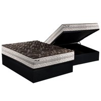 Conjunto Box Baú Casal: Colchão Espuma Paropas D33 Pasquale Plus Euro Pillow + Base CRC Suede Black(138x188)