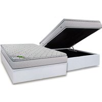 Cama Box Baú Casal: Colchão Molas Ensacadas Luckspuma Luck + Base CRC Courano White (138x188)