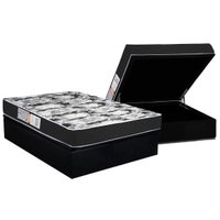 Conjunto Box Baú Casal: Colchão Molas Luckspuma D28 Celebrity Black + Base CRC Suede Black (138x188)