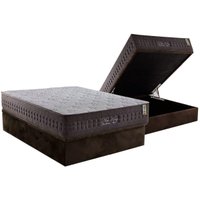 Cama Box Baú Casal: Colchão Molas MasterPocket Ensacadas D Angelis Anjos New King Brown + Base CRC Suede Brown (138x188)