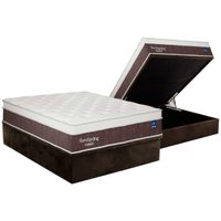 Cama Box Baú Casal: Colchão Molas Bonnel Plumatex Superlastic DuroSpring + Base CRC Suede Brown (138x188)