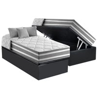 Cama Box Baú Solteiro: Colchão Molas Anjos Ensacadas Duo Sono + Base CRC Suede Gray(88x188)
