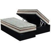 Conjunto Box Baú Solteiro: Colchão Molas D Angelis Anjos Ensacadas Classic + Base CRC Suede Black (88x188)