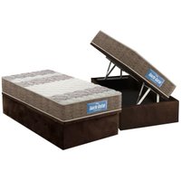 Cama Box Baú Solteiro: Colchão Anatômico Probel D33 Guarda Costas Próintense + Base CRC Suede Brown (88x188)