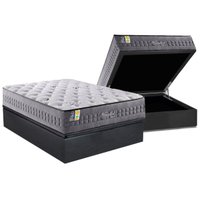 Cama Box Baú Casal: Colchão Molas MasterPocket Ensacadas D Angelis Anjos Versalhes + Base CRC Suede Gray (138x188)