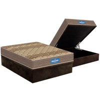 Conjunto Box Baú Casal: Colchão Espuma Probel D33 Guarda Costas Brown + Base CRC Suede Brown(138x188)