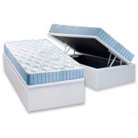 Conjunto Box Baú Solteiro: Colchão Espuma D Angelis Anjos D20 Querubim + Base CRC Courano White (88x188)