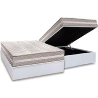 Conjunto Box Baú Casal: Colchão Molas Paropas D33 D45/ Pro Sono Double Face Prata + Base CRC Courano White (138x188)