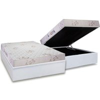 Cama Box Baú Casal: Colchão Espuma Luckspuma D33 Supreme Floral Pró Saúde Duplo + Base CRC Courano White(138x188)