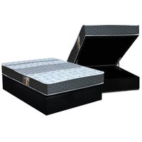 Cama Box Baú Casal: Colchão Molas Castor Bonnel Class Slim Double Face + Base CRC Suede Black(138x188)