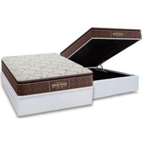 Cama Box Baú Casal: Colchão Anatômico Probel Guarda Costas Extra Firme + Base CRC Courano White (138x188)