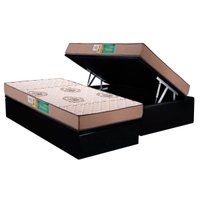 Conjunto Box Baú Solteiro: Colchão Espuma Polar D33 Pérola + Base CRC Suede Black (88x188)