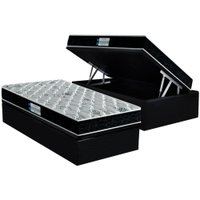 Cama Box Baú Solteiro: Colchão Anatômico Probel D45 ProDormir Advanced Tech2000 + Base CRC Suede Black (88x188)