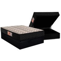 Conjunto Box Baú Casal: Colchão Molas Paropas D28 Pasquale Black + Base CRC Suede Black (138x188)