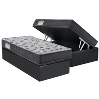 Cama Box Baú Solteiro: Colchão Ortopédico Ortobom D33 / EP ISO 100 Ultra Firme + Base CRC Suede Gray(88x188)