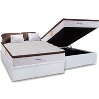 Cama Box Baú Casal: Colchão Molas MasterPocket Ensacadas Herval Maxspring Edimburgo + Base CRC Courano White (138x188)