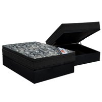 Cama Box Baú Casal: Colchão Molas Ortobom Nanolastic Fort Tech ISO + Base CRC Suede Black(138x188)